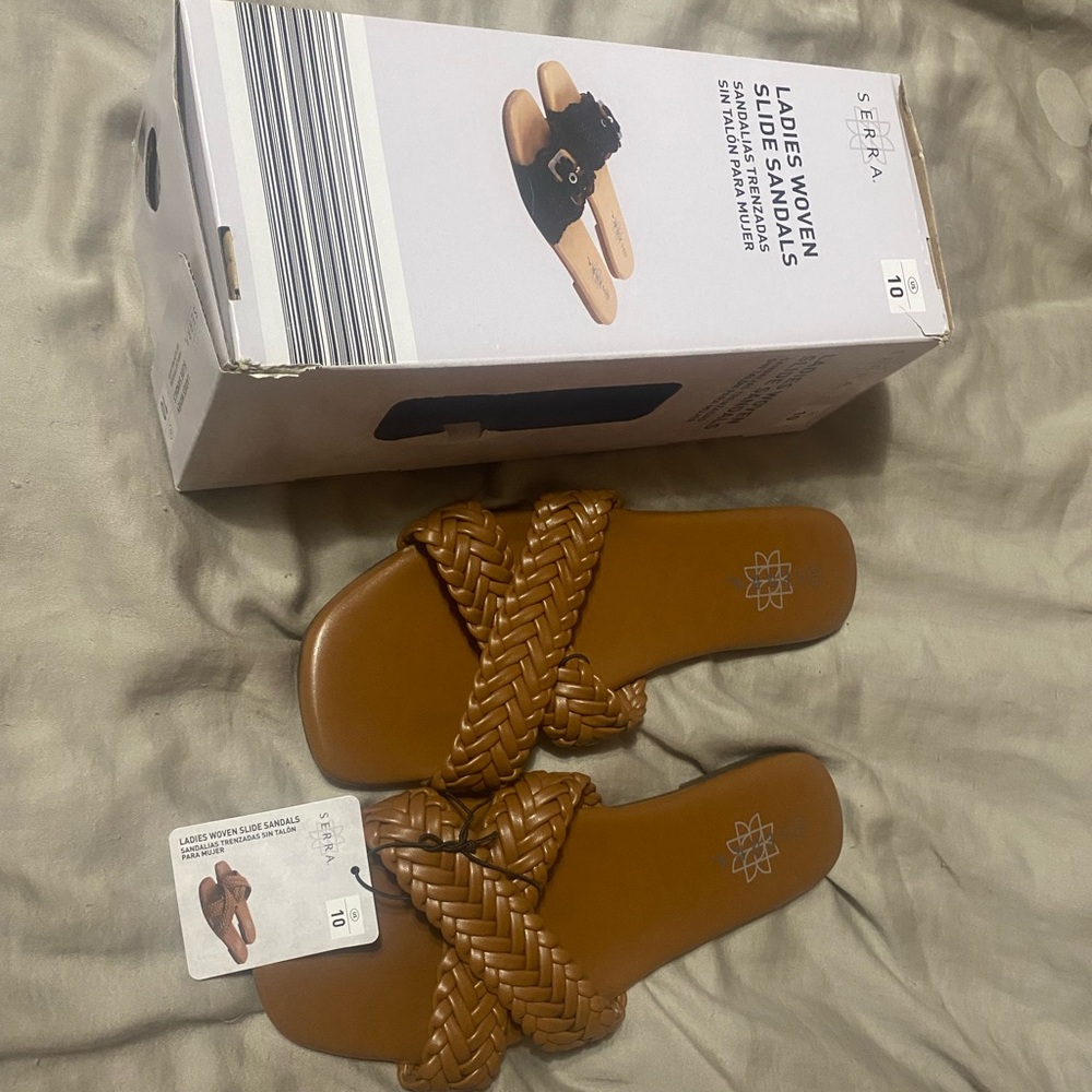 Serra Women's Brown Braided Slide Sandals